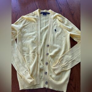 Ralph Lauren Womens Yellow V-Neck Button Cardigan